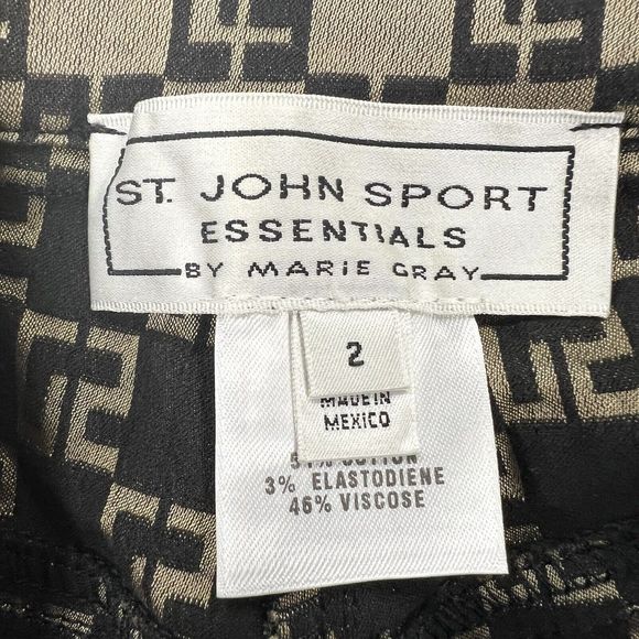 St. John Sport Essentials Vintage Y2K Beige Black Monogram Print High Waisted 2 - Picture 6 of 10